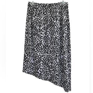Premise Wrinklefree Stretch Asymmetrical Geometric Pattern Black & White Skirt